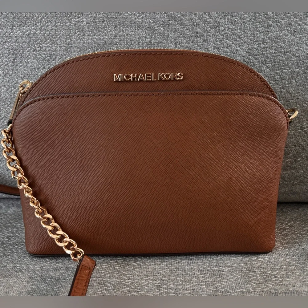 Michael Kors Chestnut Crossbody Bag with Gold Accents